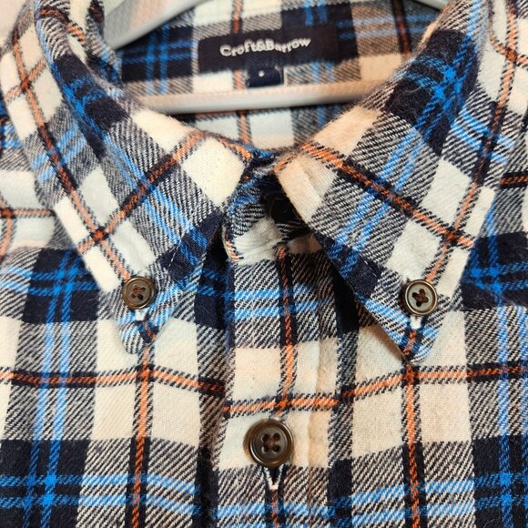 Croft & Barrow Shirt Plaid Flannel Cotton Mens L Button Blue White casual dad - Picture 7 of 14